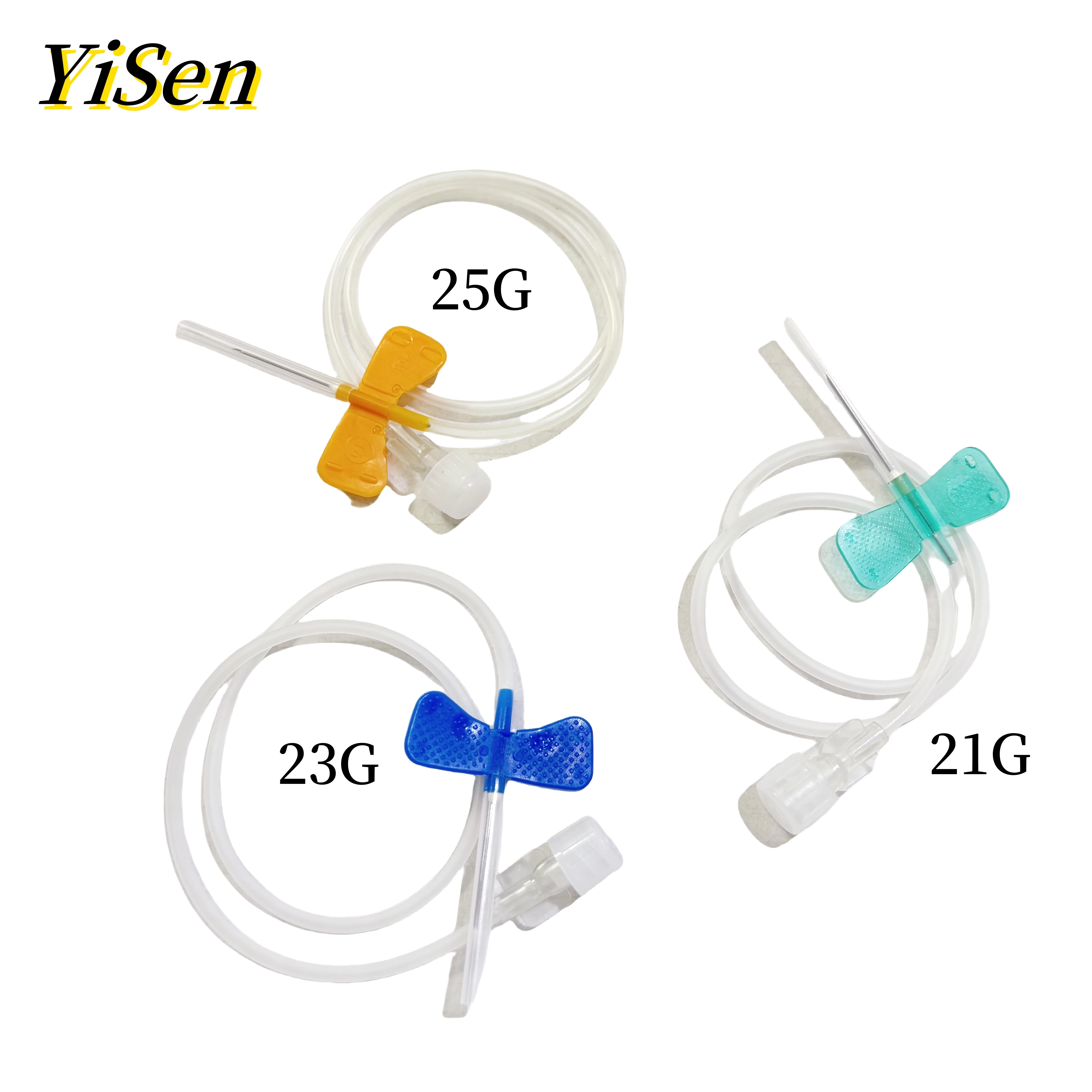 Agulha descartável para animais de estimação, 100, asas duplas, borboleta, para infusão, conjunto estéril de veias do couro cabeludo, 21g, 23g, 25g