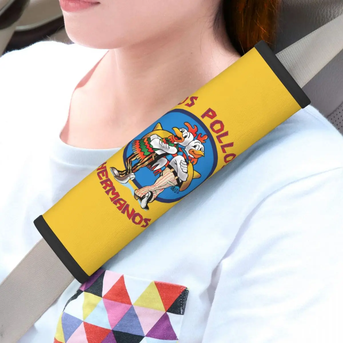 Custom Funny Los Pollos Hermanos Auto Seat Belt Cover Universal Fit 2 Pack Breaking Bad Seatbelt Shoulder Pads