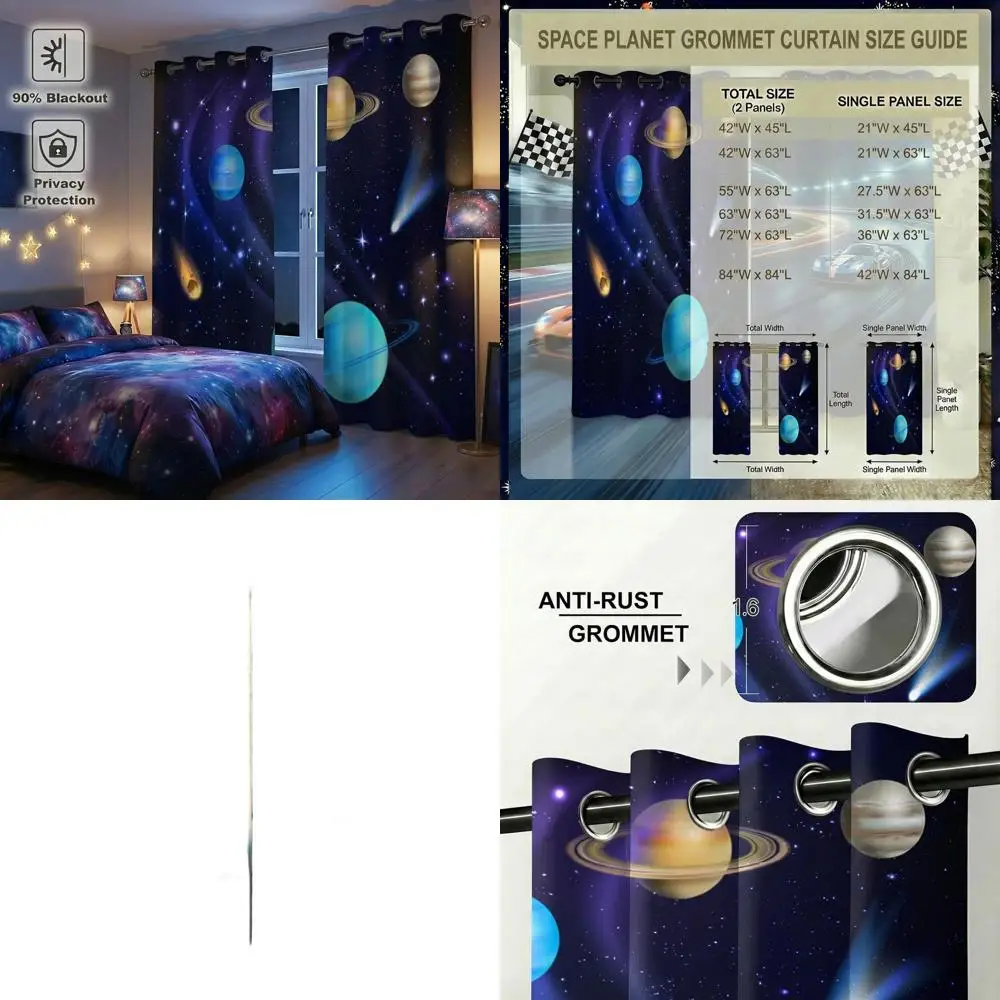 

Cosmic Galaxy Themed Thermal Insulated Curtains, 84x84 Inches, for Kids' Rooms and Living Spaces