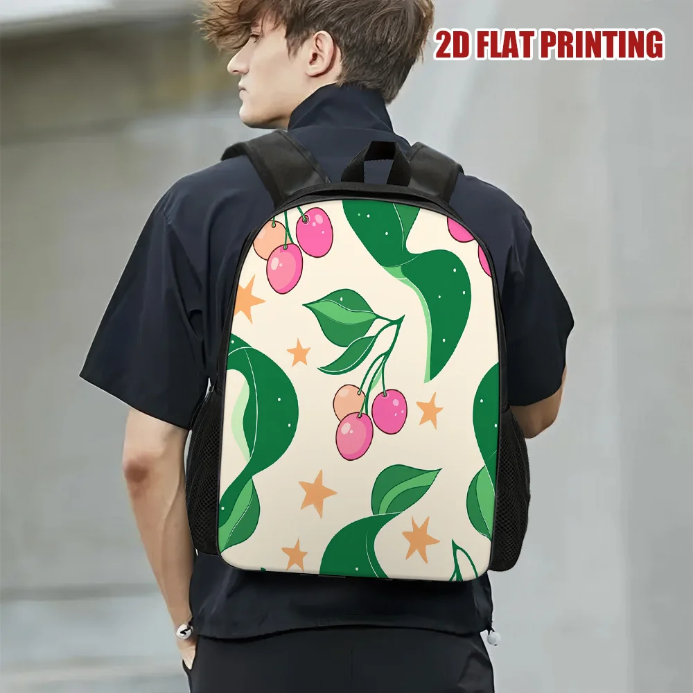 

1 Cherry Printed Backpack - Lightweight Cherry Pattern, Zipper Open and Close, Small and Portable, Suitable for Daily Use