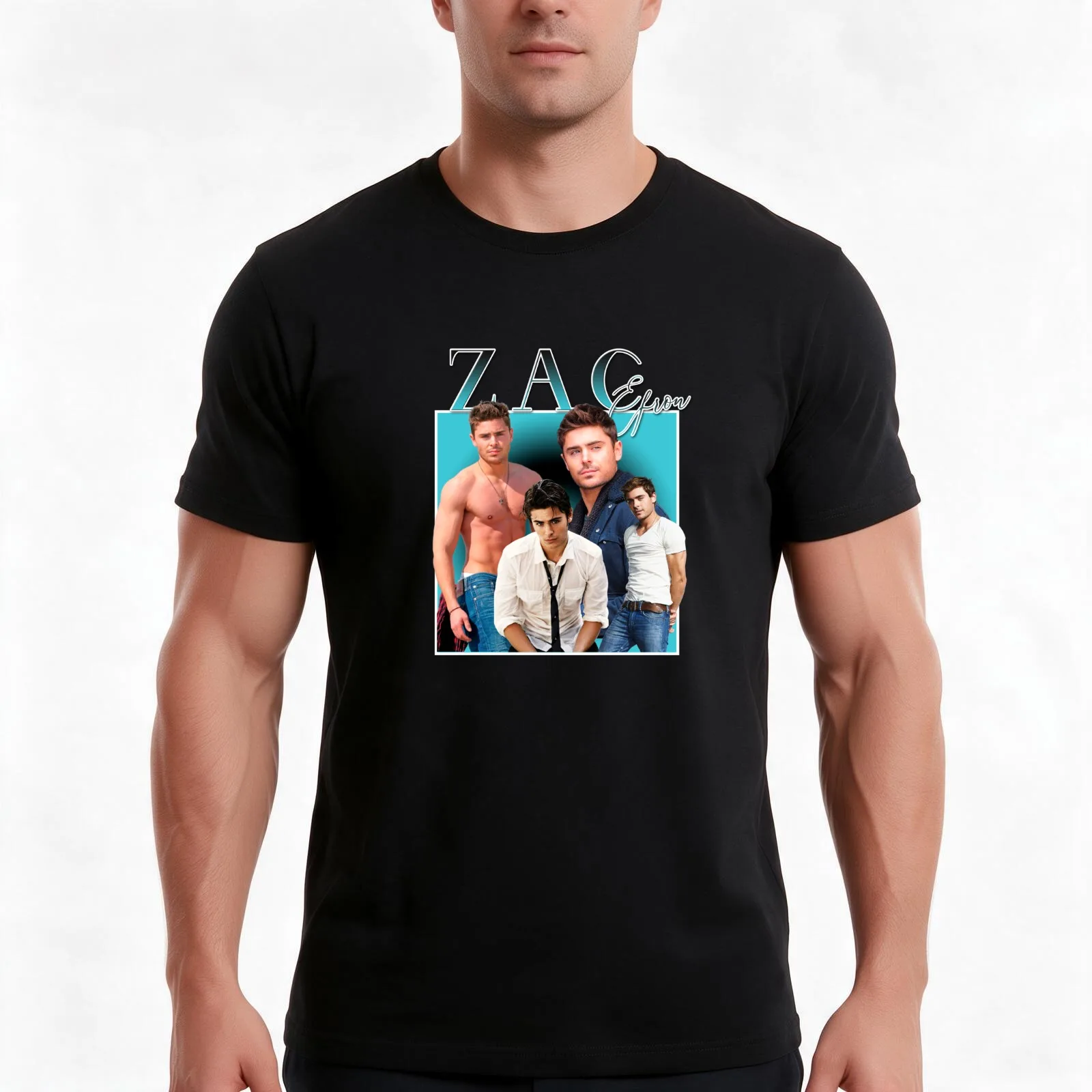 zaf efron bolton actor T-Shirt Summer Casual Cotton Tee Oversized Streetwear Tops Vintage Graphic Print Unisex Men Women