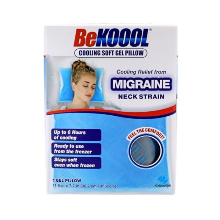 

BeKOOOL Cooling Soft Gel Pillow - Reusable Cooling Relief from Migraines Neck Strain and Fever - Up to 6 Hours of Cooling Ready