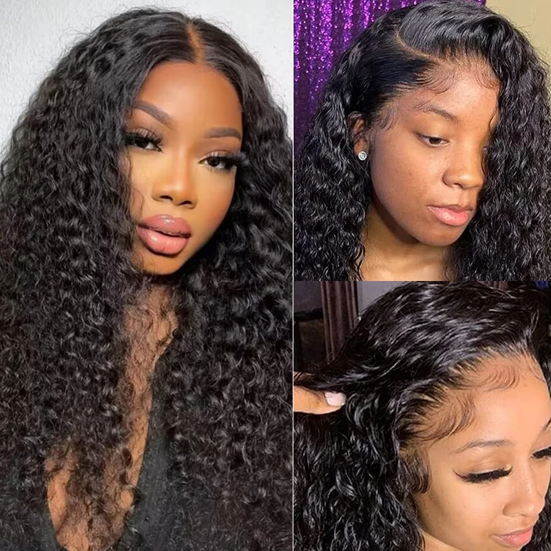 Natural Color 100% Human Hair Pre Plucked With Baby Hair 13x6 Lace Front Wig Human Hair Water Deep Wave Wigs For Women 34inch