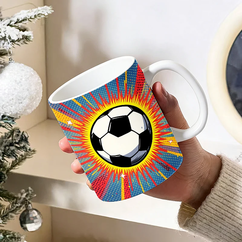 Comic Burst Football Ceramic Mug, Coffee Cup, Milk Cup, Office Tea Cup, Drinking Cup, Gift for Friends, Fade-Resistant