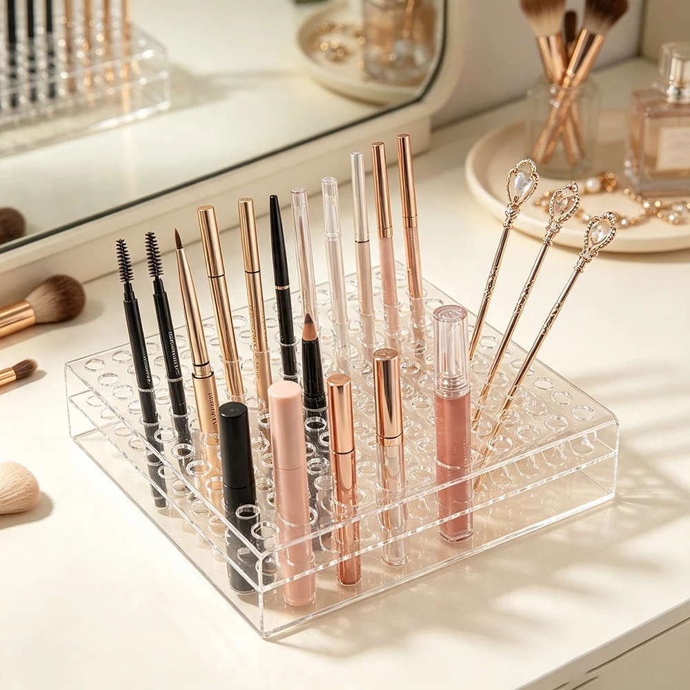 196‑Slot Acrylic Pen & Brush Holder, Storage for Pens, Paint Brushes, Colored Pencils, Eyebrow Pencils, Hair Sticks
