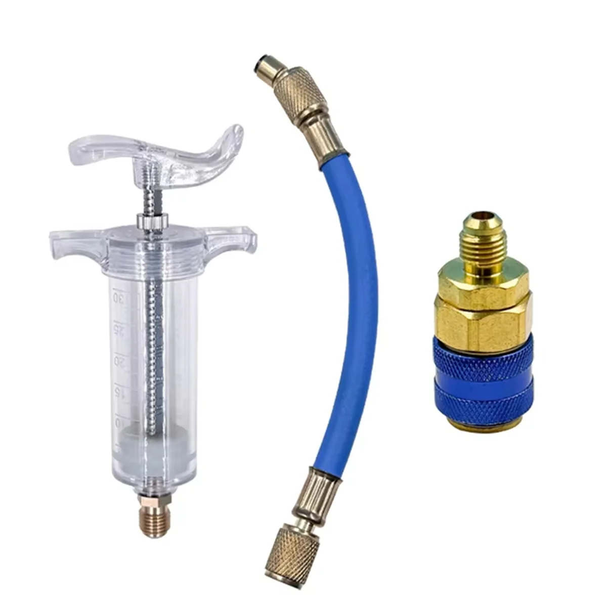 SSR Auto Oil Dye Injector 30ML A/C Dye Manual Injector 1/4 SAE Oil Dye Coupler Adapter for Car