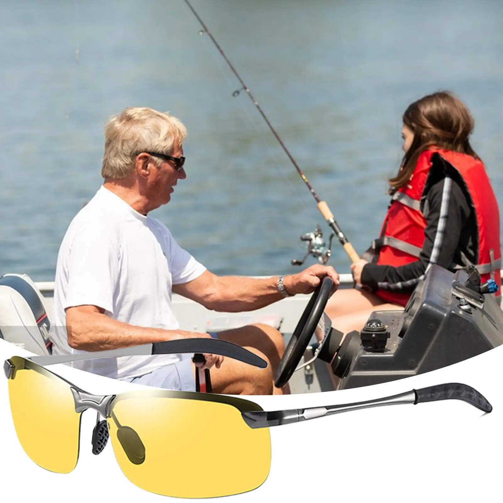 Photochrome Schutzbrille, Übergangs-Sonnenbrille für Herren, Blendschutz, polarisierte Fahrbrille, UV400-Schutz für Herren, zum Angeln – Detail 4