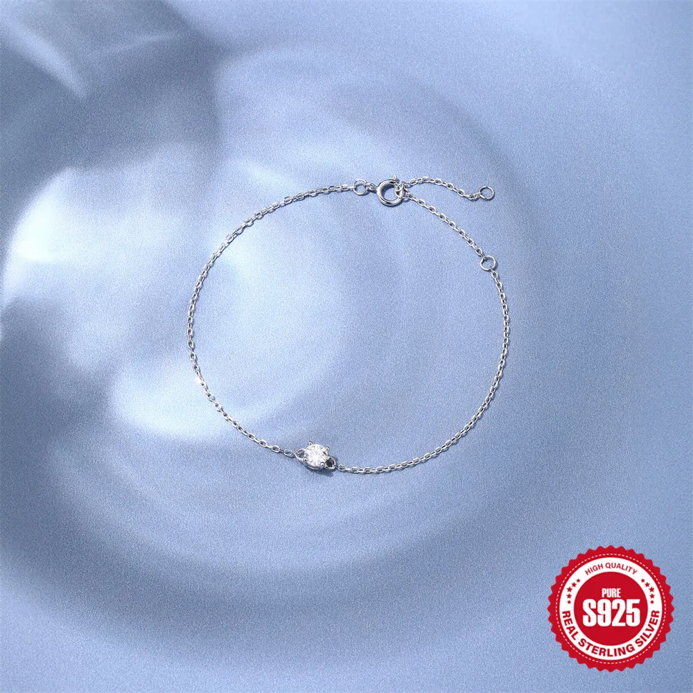 Canner 925 Sterling Silver Moissanite Bracelet for Women Dazzling Moissanite Bracelet 925 Silver Hypoallergenic Fine Jewelry