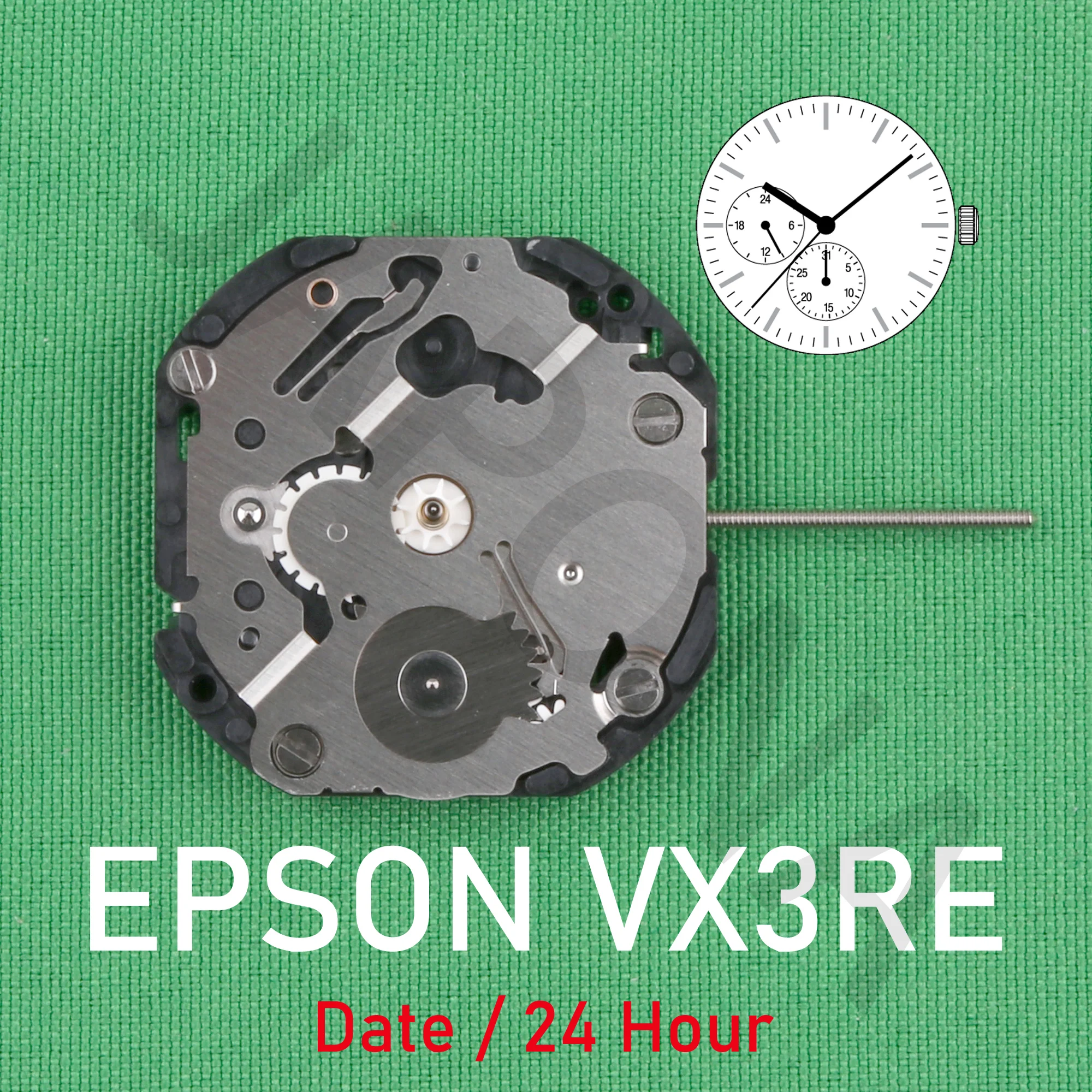 VX3R movement epson VX3RE movement Analog Quartz 10 1/2''' Slim Movement / 2 hands (H/M/S) and 2 eyes with Date/24hour