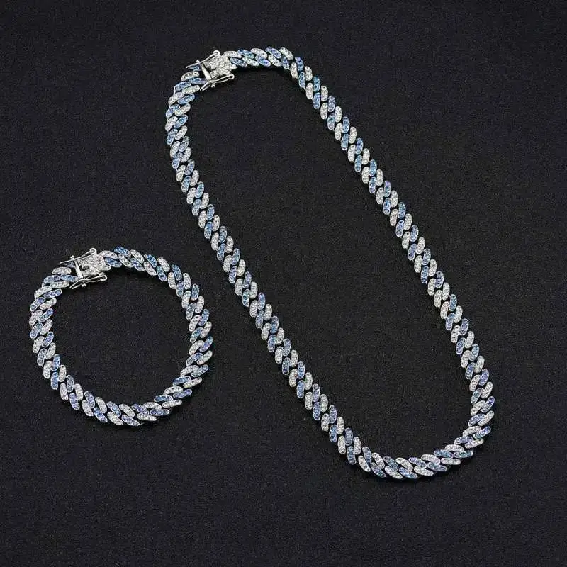 

Хип-хоп Iced Out кубинская цепочка из сплава со стразами 9 мм кубинская цепочка-цепочка ожерелье браслеты дешевые рэперские украшения