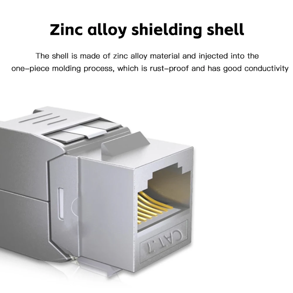 CAT6A CAT7 Zinc Alloy Shell RJ45 Keystone Jack Connector Free Crimping Network Shielded Module Network Insert Tool-Free Coupler