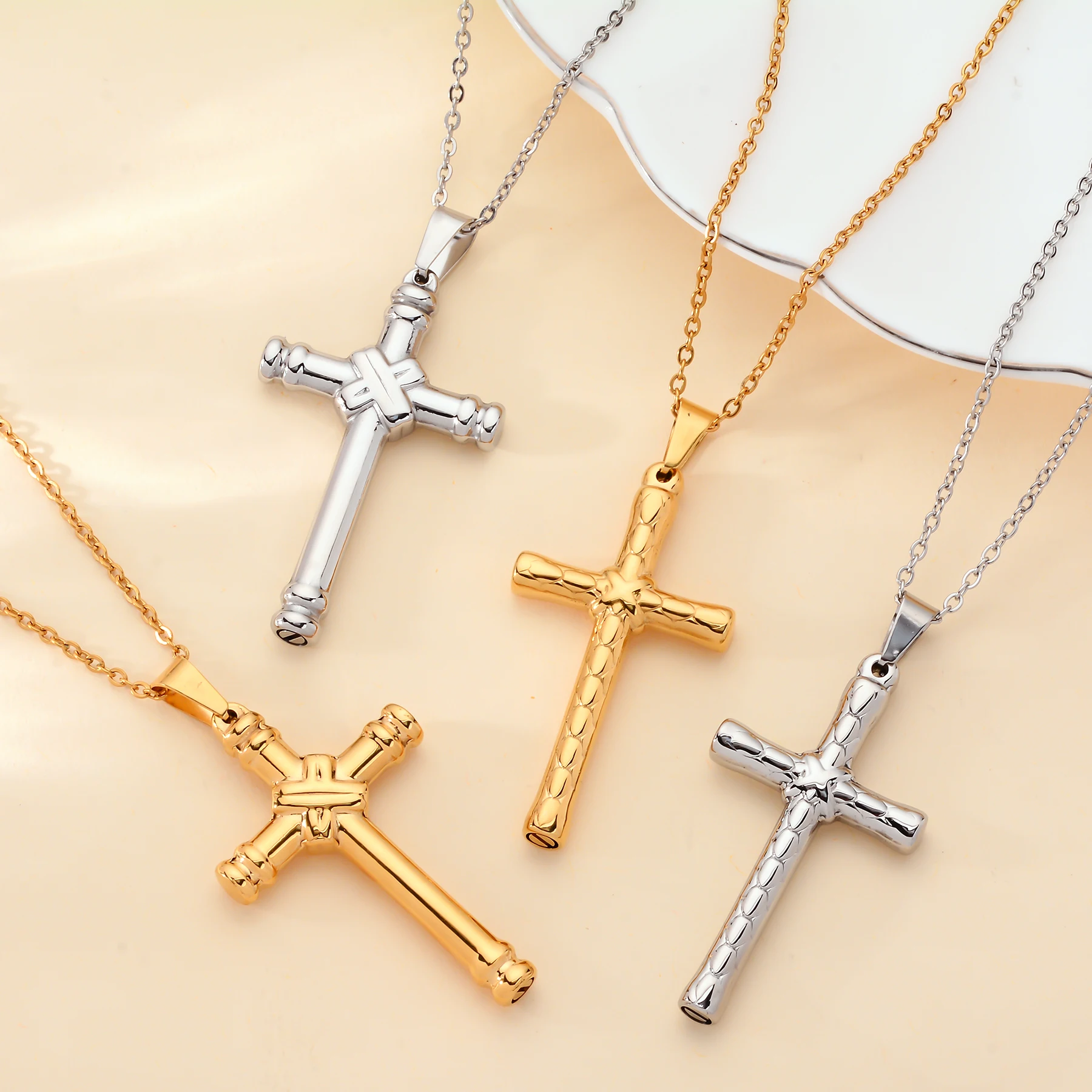 Edelstahl Vintage Christliches Kreuz Urnen-Halskette für Einäscherungsasche, Andenken-Schmuck, Asche-Gedenk-Anhänger mit 20-Zoll-Kette – Detail 5