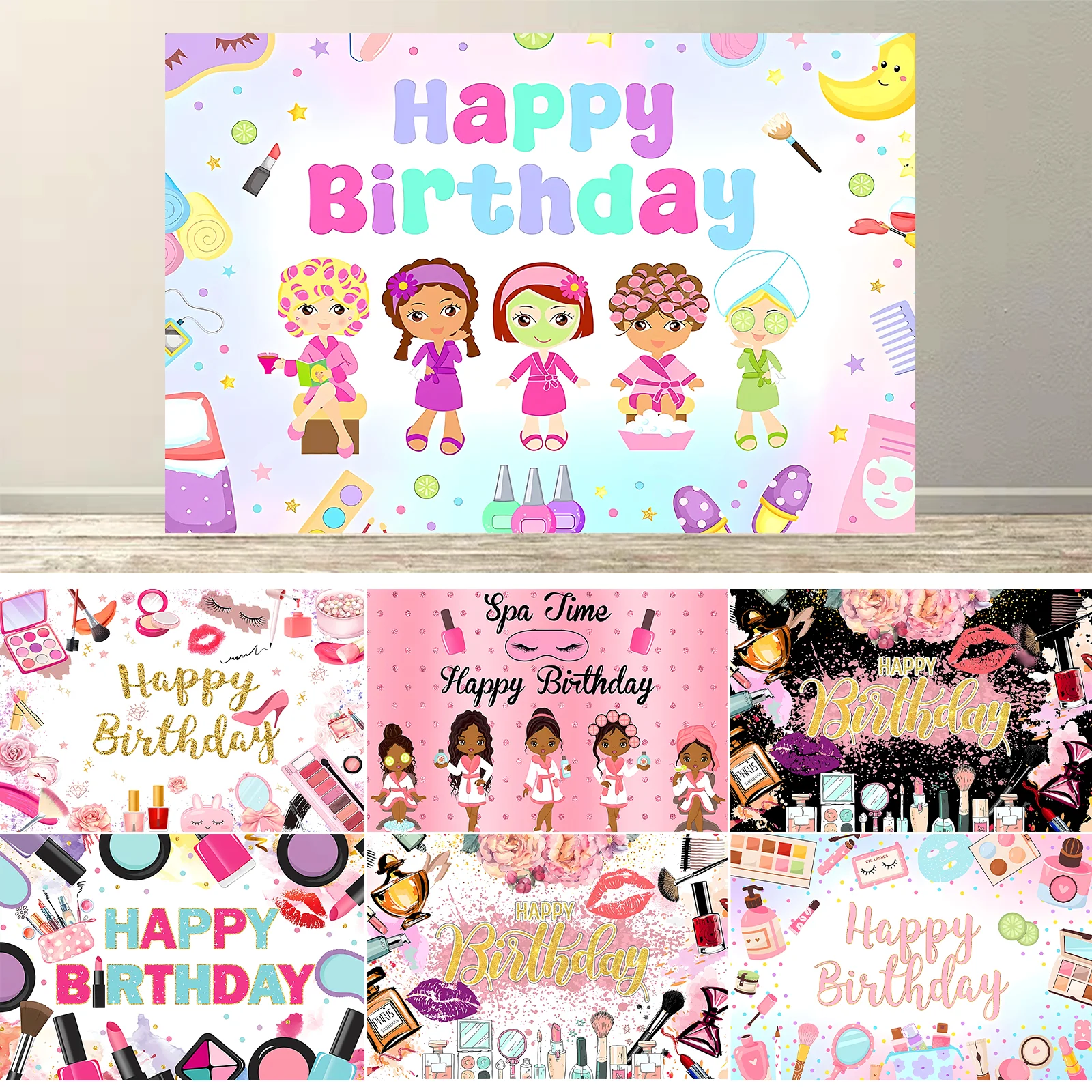 

Pink Lady Spa Birthday Party Banner Glamorous Photo Backdrop Party Decorations For Girls Princess Parties Makeup Celebrations