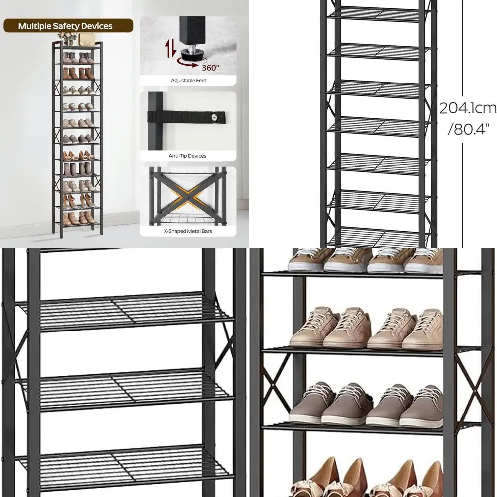 

12-уровневый тонкий органайзер для обуви, вместительный ящик для хранения вещей на 12–24 пар, деревянная верхняя часть, компактный металлический каркас, идеально подходит для прихожей