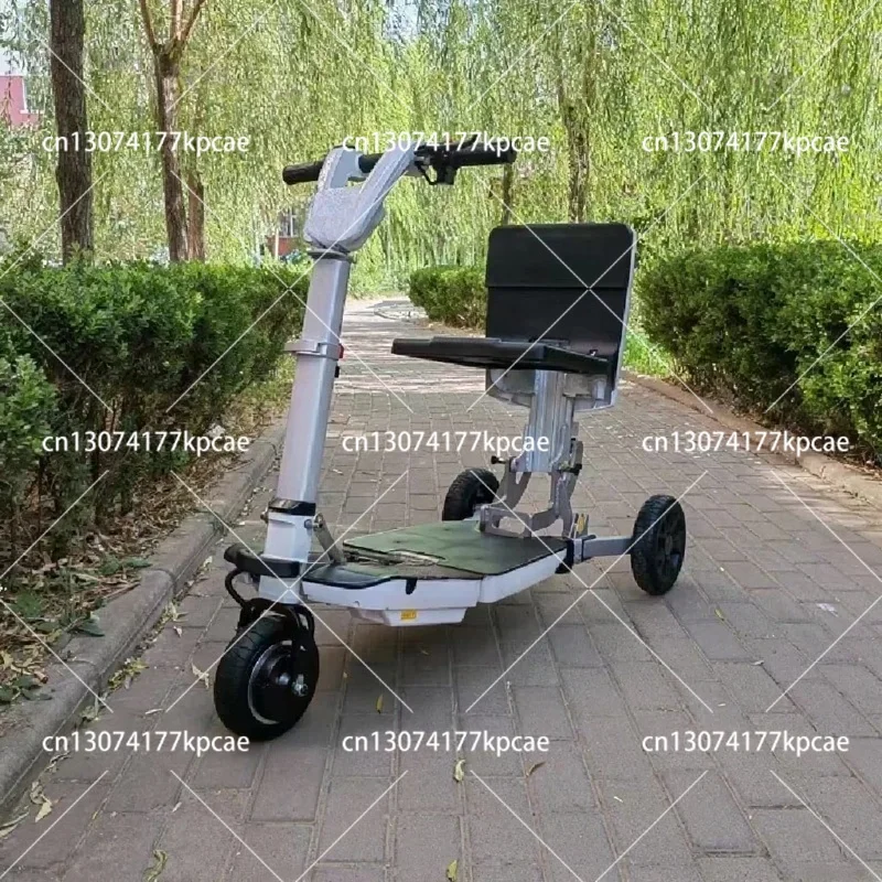 Foldable 3-Wheel Battery Operated Mobility Scooter, Lightweight Compact Travel Aid for Elderly