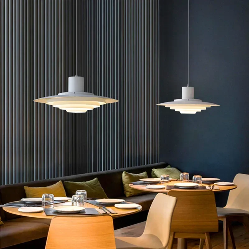 Imagem -05 - Dinamarquês Multi-layer Flying Saucer Pendant Lights Nordic Designer Art Lamp Quarto Lustre Sala de Jantar Mesa de Cozinha Bar Led Chandelier