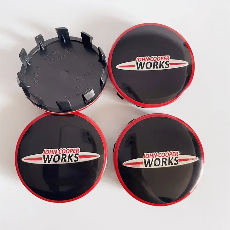 4PCS 56mm JCW John Cooper Works Logo Car Wheel Center Hub Cap Rim Refit Badge Cover For Mini Coopers Clubman R56 R52 F55 F56 R60