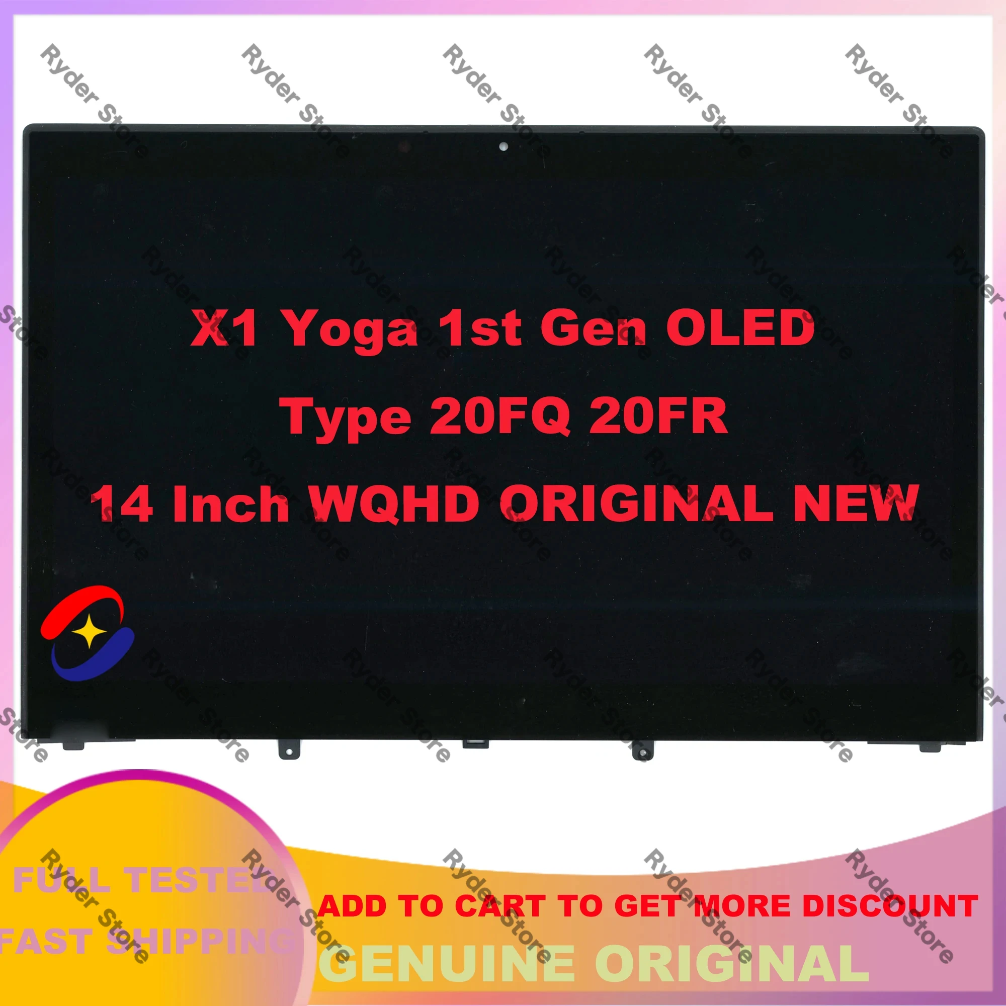 

14" WQHD 2560X1440 OLED For Lenovo ThinkPad X1 Yoga 1st 2nd Gen Touch Lcd Screen Assembly 01AX899 01AW977 40PINS