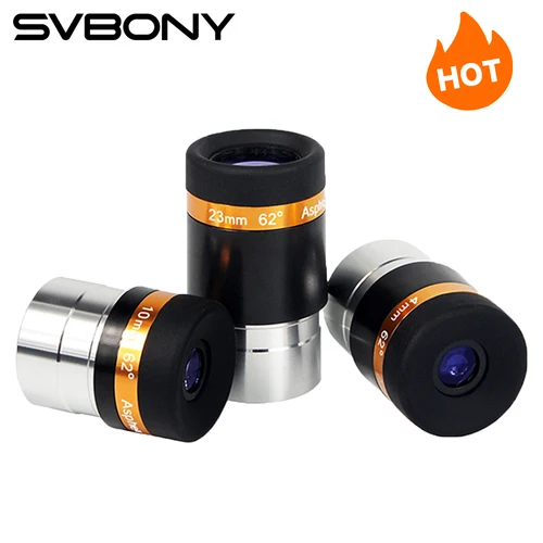 SVBONY Oculares 4/10/23mm Lente de telescopio Gran angular 62 Deg Ocular asférico HD Accesorio de telescopio totalmente recubierto para 1,25 pulgadas