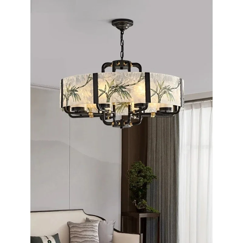 All copper new Chinese living room chandelier new enamel color chandelier