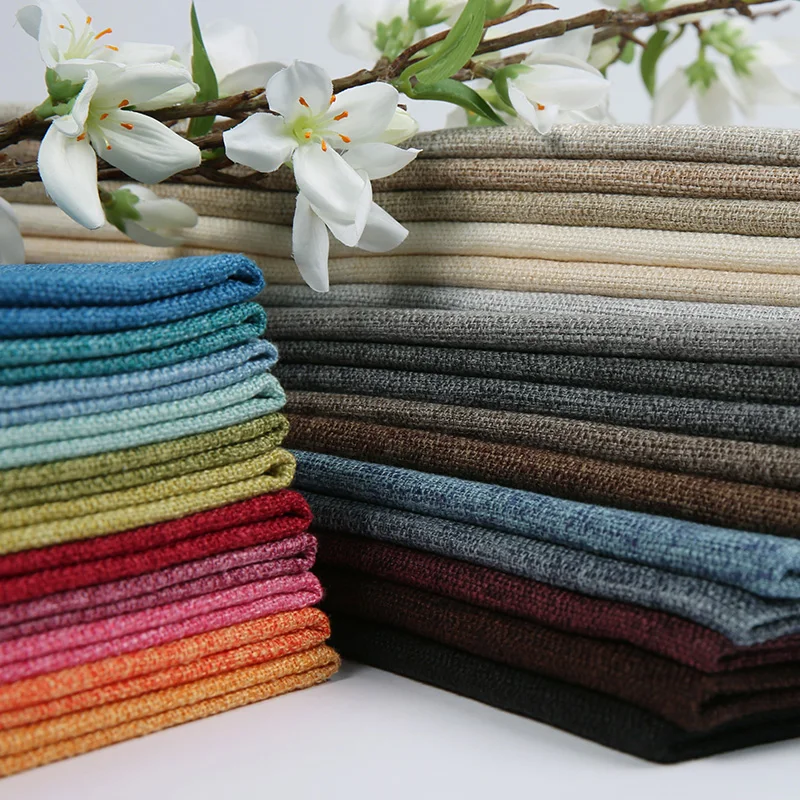 Plain  Linen Cotton Fabric By The Meter for DIY Sewing Sofa Coarse Dustproof Cloth Candy Color Tablecloth Fabrics Thickened