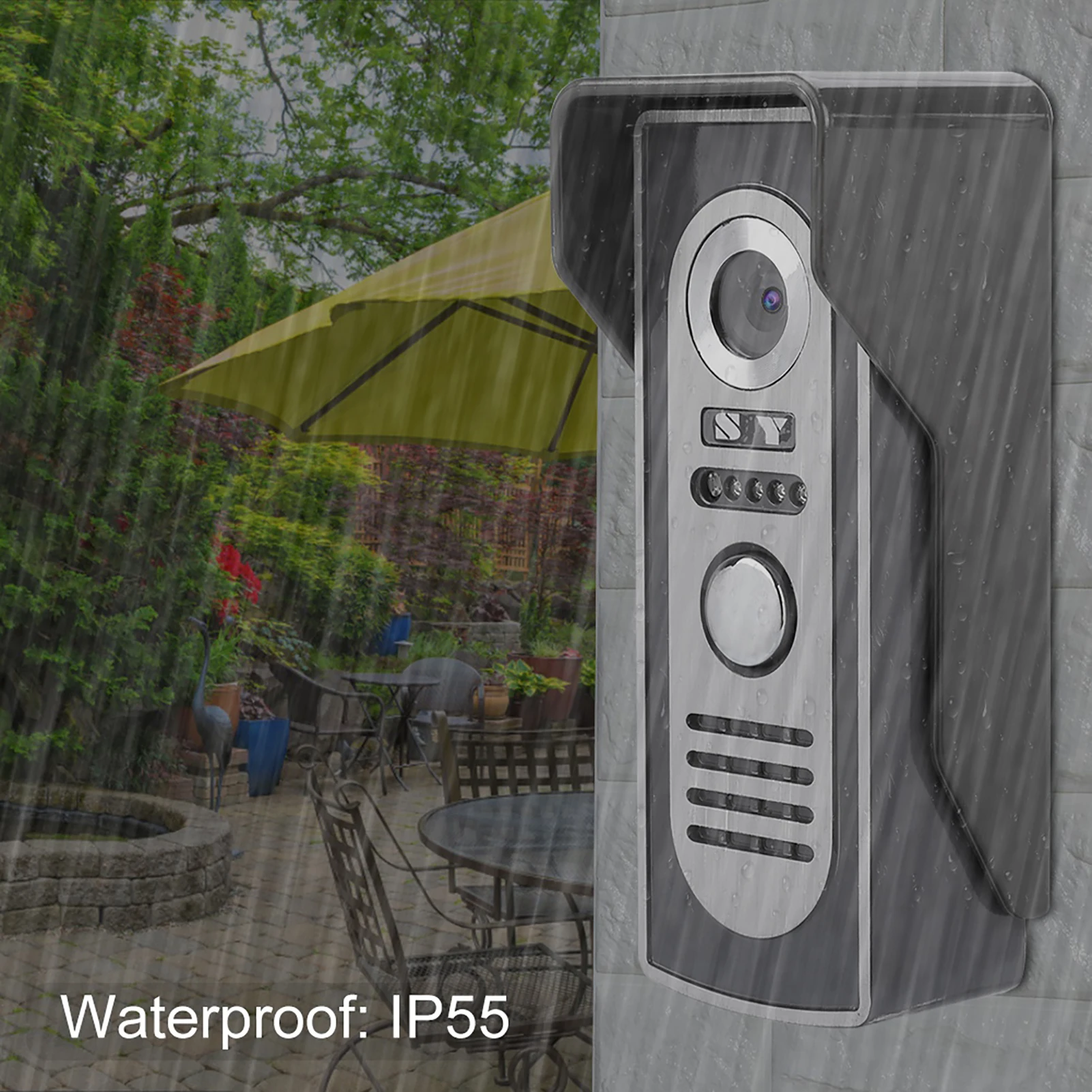 7inch Wired Video Doorbell with Night Vision Intercom Door Phone HD Camera 2 Way Audio Weatherproof Security Doorbell for Home