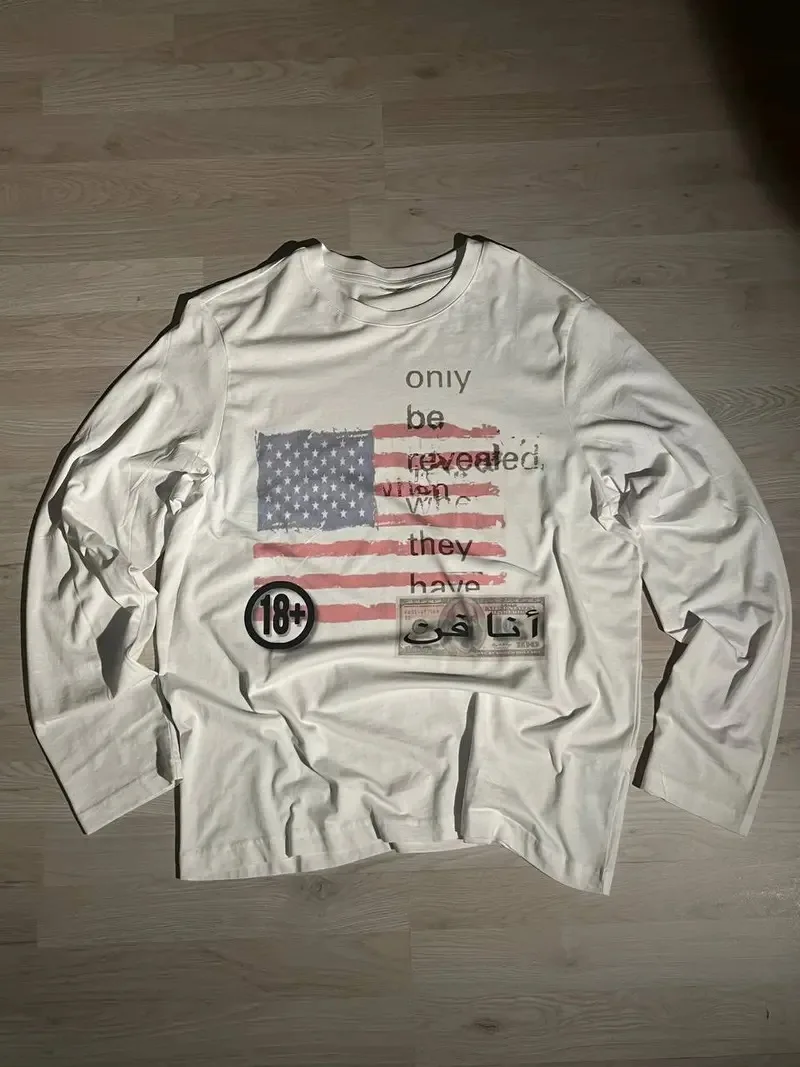 

Autumn and winter new women's long sleeved T-shirt simple daily American style DIY printed T-shirt daily base shirt