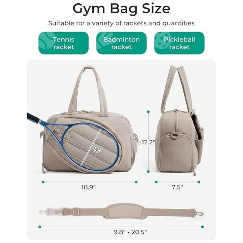 Tennis Bag Large Capacity Racket Tote With Separate Shoe Storage Bottle Pocket For Pickleball Gym Sports Weekend Travel Women