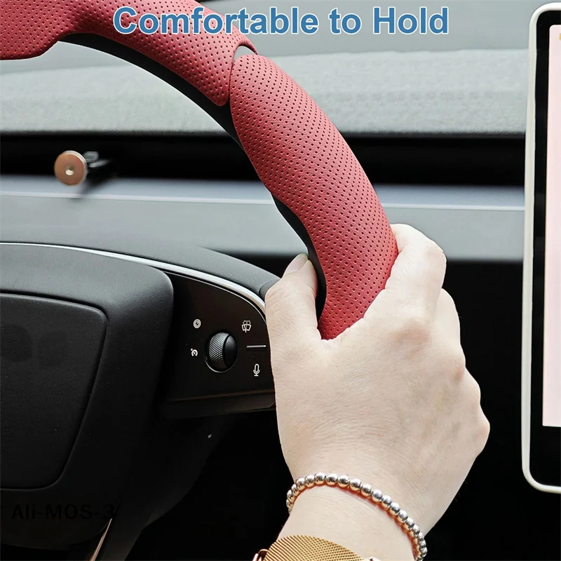 

【S】Nappa Leather Anti-Slip Steering Wheel Cover For Cars, With Sweat-Absorbing Buckle Comfortable Universal Steering Wheel Cover