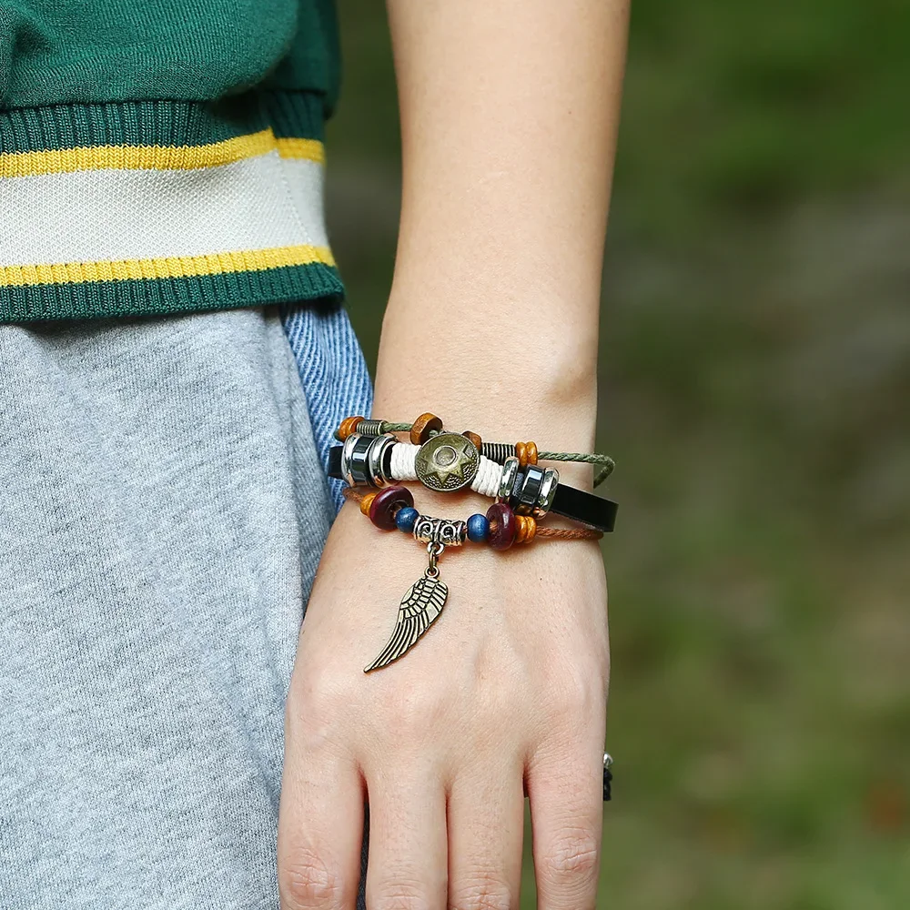 طقم سوار قوطي للنساء ، سوار معصم بانك ، أساور من الجلد الصناعي ، هيب هوب ، جرونج ، روك ، مغني راب ، مجوهرات ساحرة ، شرابة ، قوطية