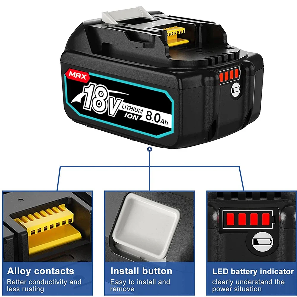 2024 Upgraded 18V Makita BL1860 BL1850B BL1850 BL1840 BL1830 BL1820 BL1815 LXT-400 Replacement Lithium Battery
