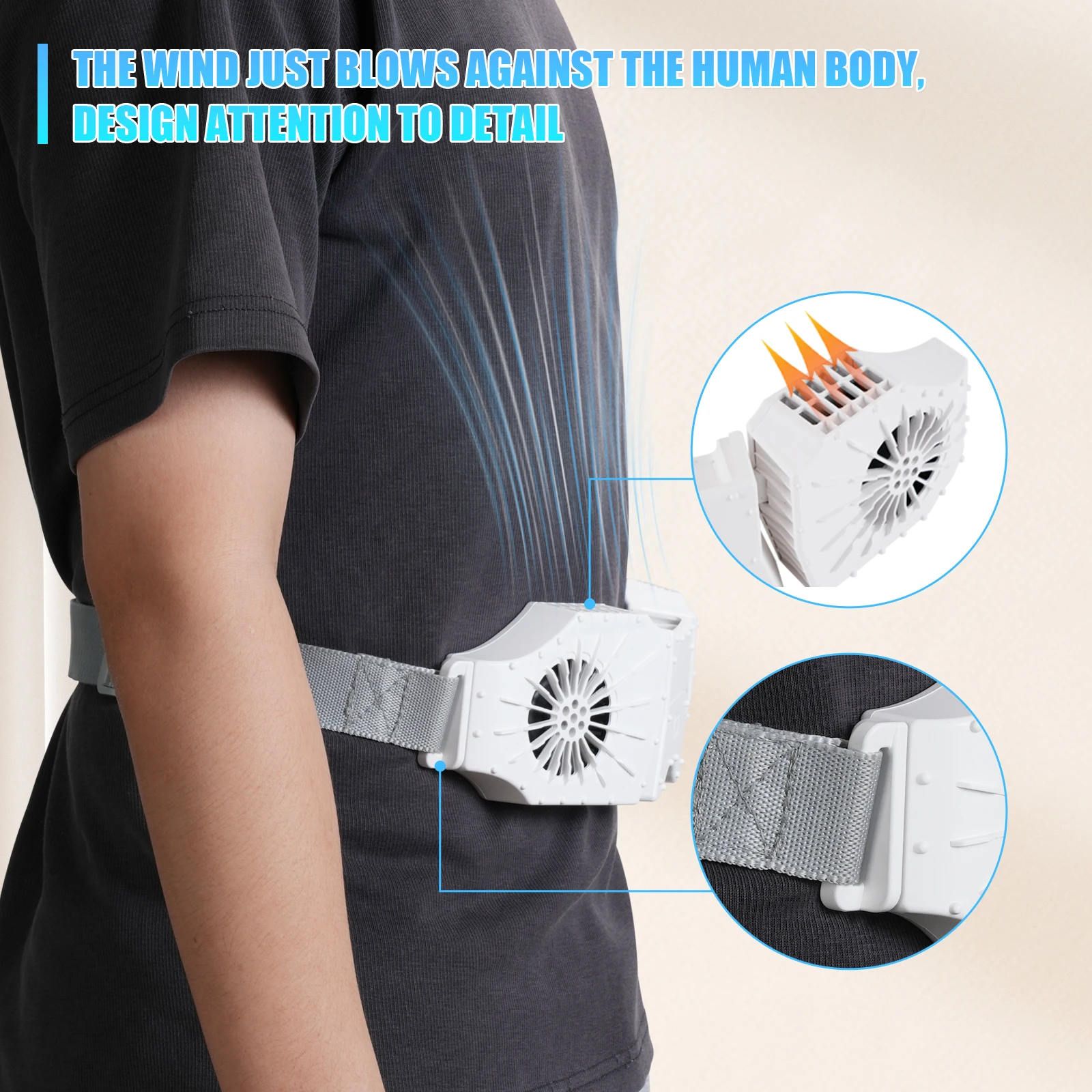 Dual Vent Waistband Fan With Adjustable Belt - 8000 Mah 3 Speed 4-12h Working Time,portable Wearable Cooling Unit