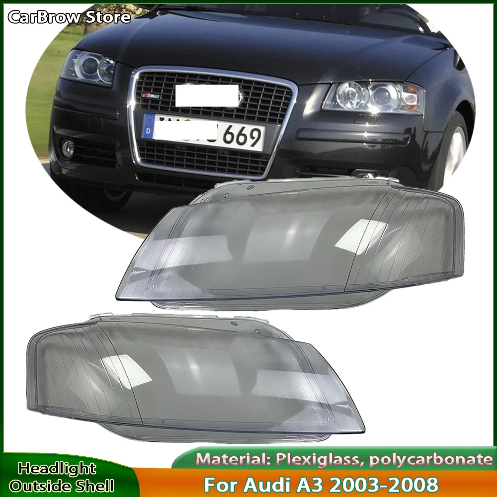 

For Audi A3 2003 to 2008 Front Headlight Cover Transparent Headlamp Lamp Shell Replace Original Lampshade