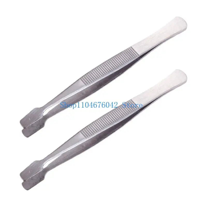 652F Stainless Steel Stamp Tweezers Tongs Flat Wide Tip Philately Tweezers