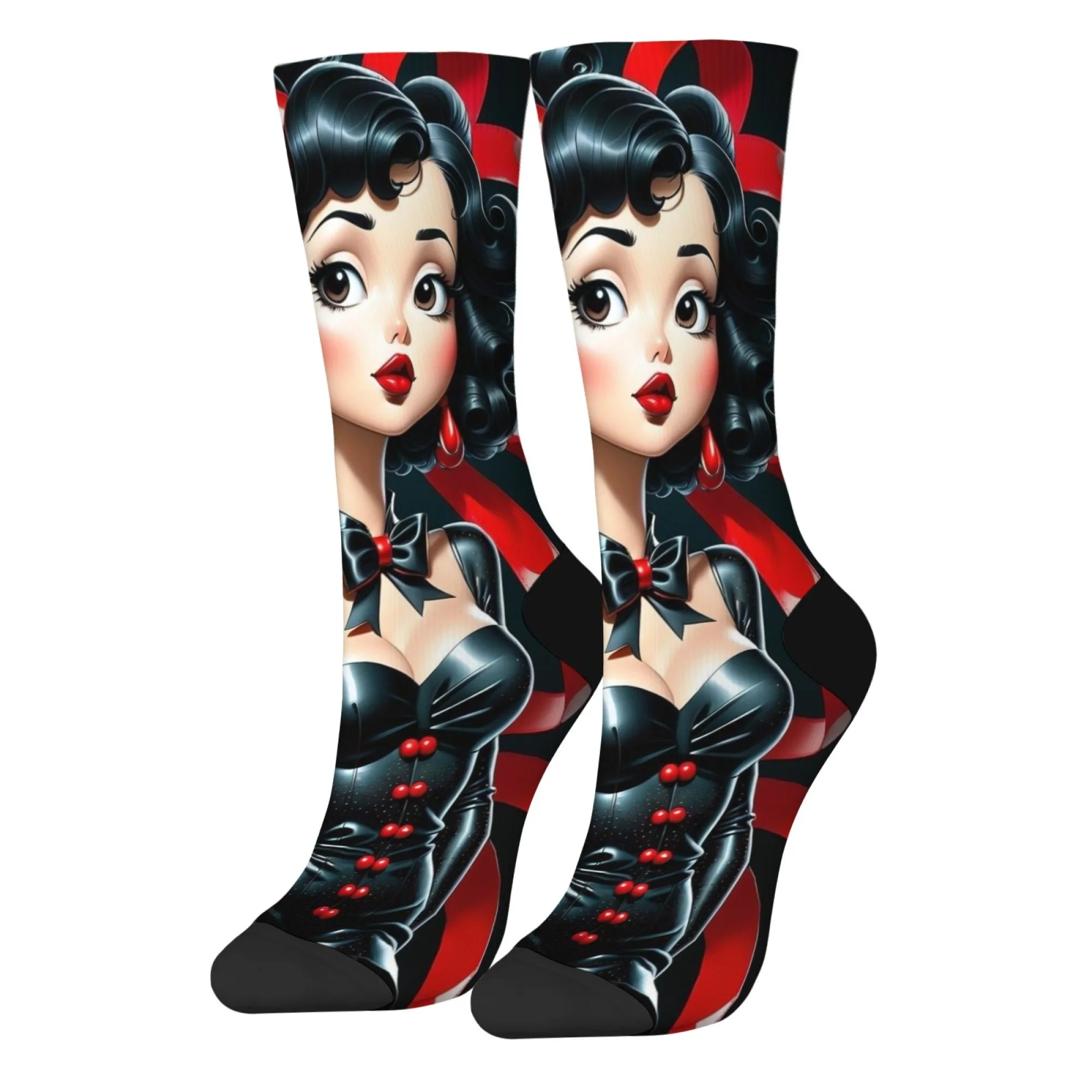 

Новинка, забавные носки в стиле ретро с комиксами для девочек, ностальгический стиль, повседневные модные носки с героями мультфильмов, удобные дышащие нескользящие носки унисекс