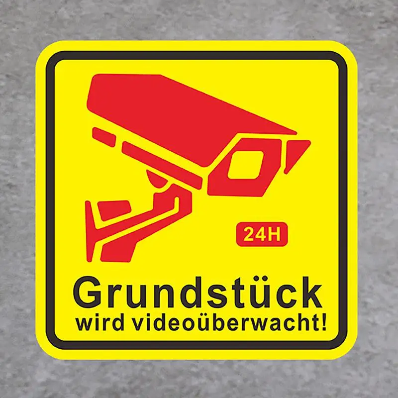 Camera Observation Sign 24 Hour Video Observation Decal Waterproof Observation Labels Camera Alarm System Stickers For Home