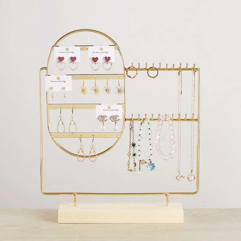 Metal Earrings Stand Large Capacity Multifunctional Earrings Bracelet Organizer Stands Women Detachable Jewelry Display Shelf