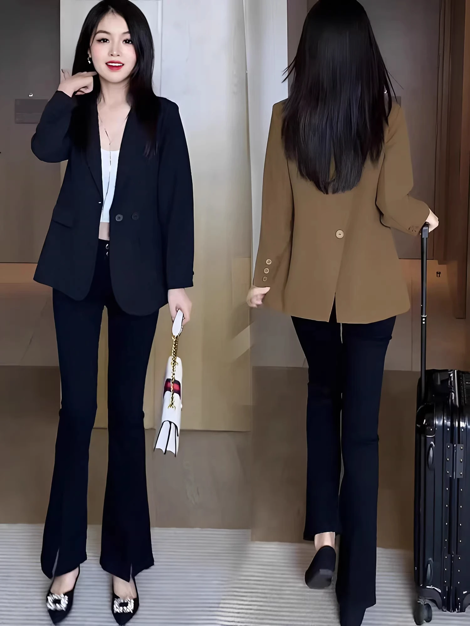 

Elegant Casual Women's Suit Jacket Korean Style Spring Autumn New Design Small Size Sensation Western Clothes Top