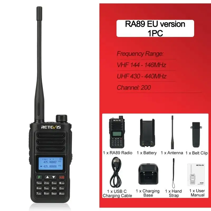 New! RA89 10W Walkie Talkie Long Range Communication Radio Walkie-talkie Ham Two-way Radio Communicator FM VHF UHF Waterproof