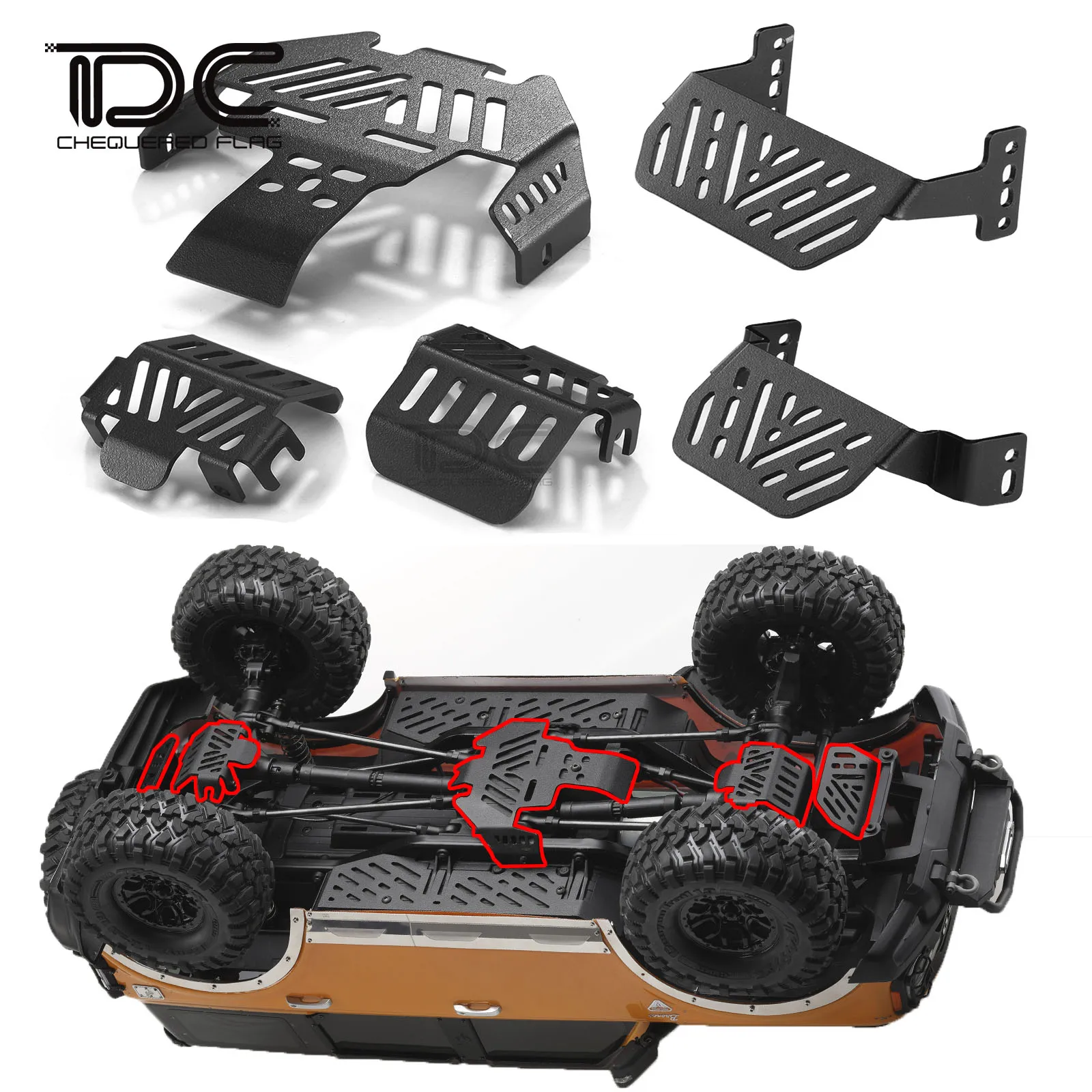 7pcs 1/10 Metal Chassis Armor Guard Axle Protector Skid Plate RC Crawler for Bronco Defender T4 T6 82046-4 92076-4 K5 Upgrade