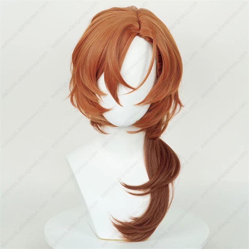 Anime Chuya Nakahara Chuuya Cosplay Wig 55cm Gradient Curly Wigs Heat Resistant Synthetic Scalp Hair