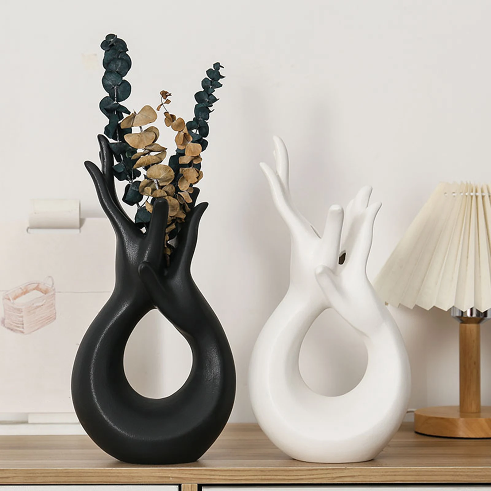 Ceramic Hand Flower Vase Nordic Collectible Elegant Modern Floral Vase for Indoor Living Room Entryway Wedding Party Farmhouse