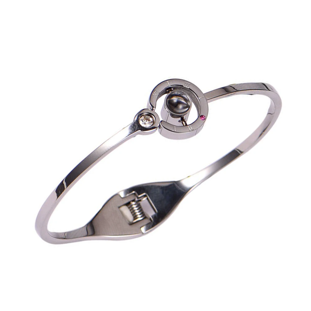 

Bracelet Projection Titanium Steel Bangles Fashionable Women Metal Silver Woman
