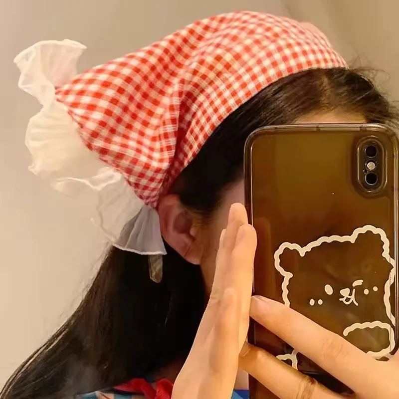 Summer Lace Triangle Headscarf Woman Elegant Lace Bohemia Scarf Sweet Bandana Sunscreen Headwrap Hair Hoop Girl Court Bonnet