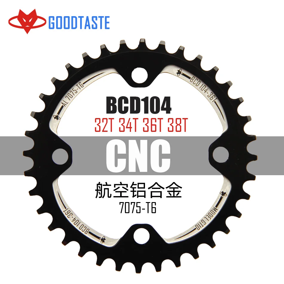 Mountain bike single disc 32 34 36 38t  speed 1 8 9 10 11 s bikes parts mtb crankset chain ring cranksets BCD 104 black