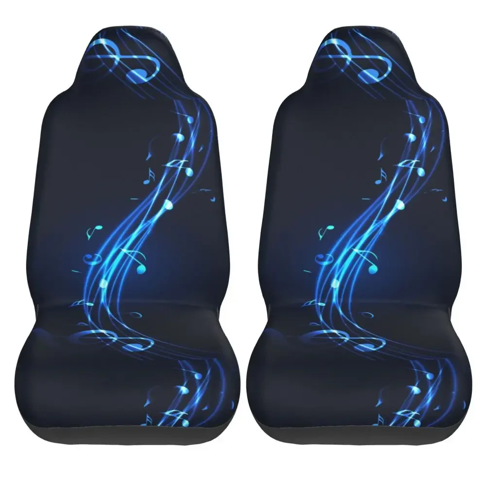 Blue Music Notes Car Seat Cover, Seat Cover Anti Fouling and Convenient Protective Cover Unique Style 2PCS Universal Type