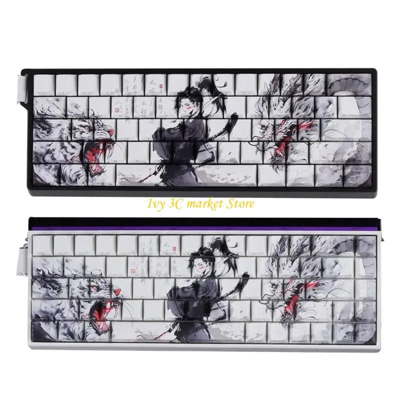 

D7YC термосублимационные колпачки для ключей из ПБТ, текстурированные противоскользящие колпачки для клавиатур 60% 68%