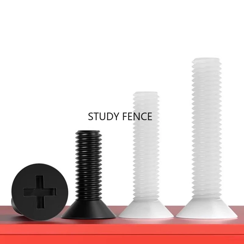 100pcs M2 Nylon Bolt Black/white Countersunk Cross Screw Cross Shaped Flat Head Bolt Furniture Nylon Accessories Nylon Fasteners