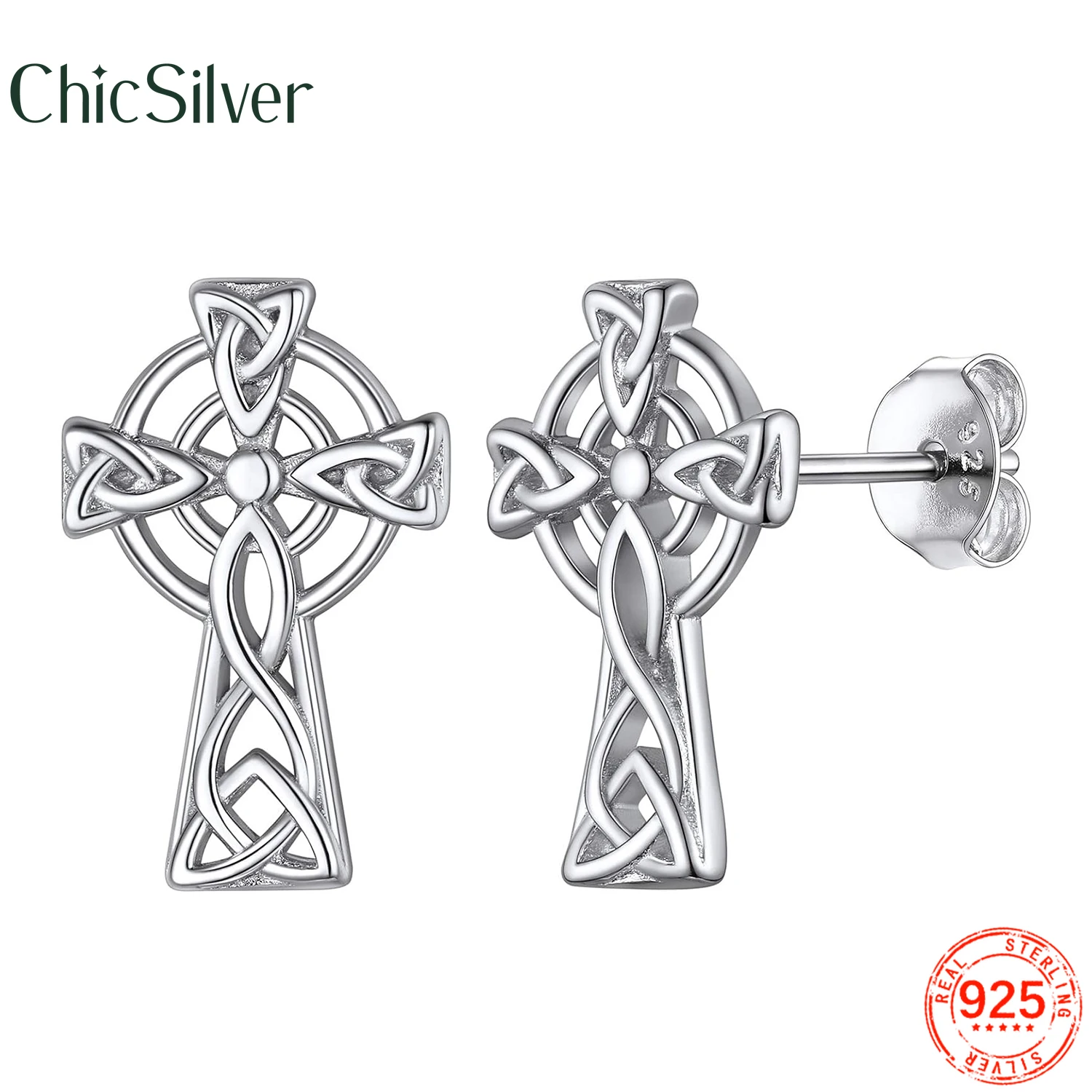 

925 Sterling Silver Celtic Knot Cross Stud Earring for Women Hypoallergenic Small Dainty Earrings Irish Jewelry