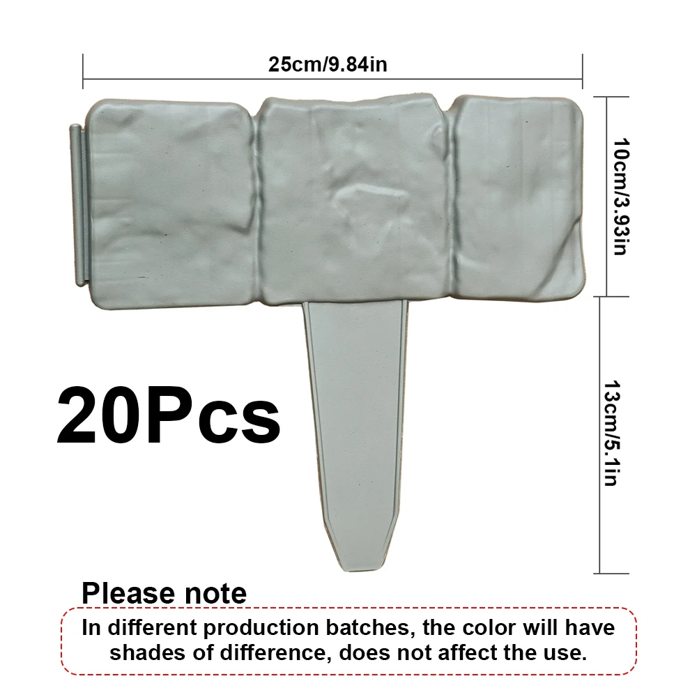 20pcs Plastic Garden Edging Border, Imitation Stone Fence Panels, Patio Outdoor Barrier